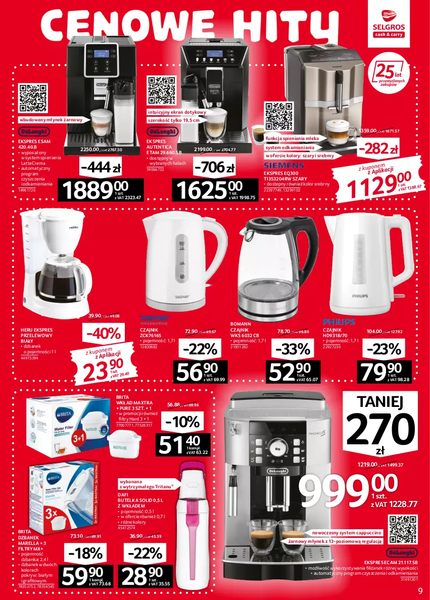 Gazetka promocyjna Selgros - Oferta przemysłowa - ważna 08.09 do 21.09.2022 - strona 9 - produkty: Brit, Brita, Cappuccino, Czajnik, Dzbanek, Ekspres przelewowy, Gra, Młynek, Pur, Sok