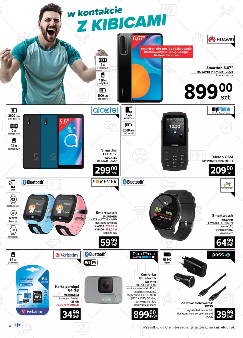 Gazetka promocyjna Carrefour - Gazetka Multimedia kibica - ważna 24.05 do 12.06.2021 - strona 6 - produkty: Acer, Ciśnieniomierz, Fa, GoPro, Gry, Huawei, Karta pamięci, Krokomierz, Mobil, MyPhone, Obraz, Ser, Smartfon, Smartwatch, Telefon