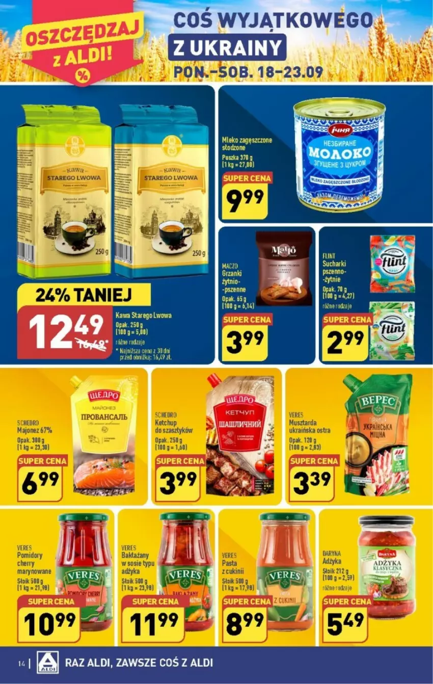 Gazetka promocyjna Aldi - ważna 18.09 do 23.09.2023 - strona 6 - produkty: Ketchup, Majonez, Mus, Musztarda, Pomidory, Sos, Taca