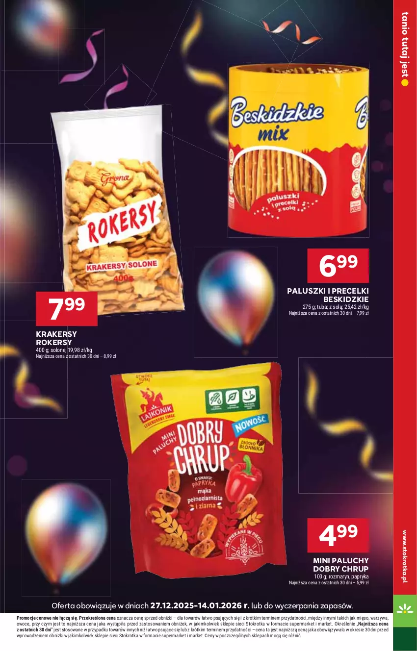 Gazetka promocyjna Stokrotka - Market - ważna 22.12 do 28.12.2025 - strona 23 - produkty: Beskidzki, Krakersy, Mięso, Owoce, Papryka, Precelki, Warzywa
