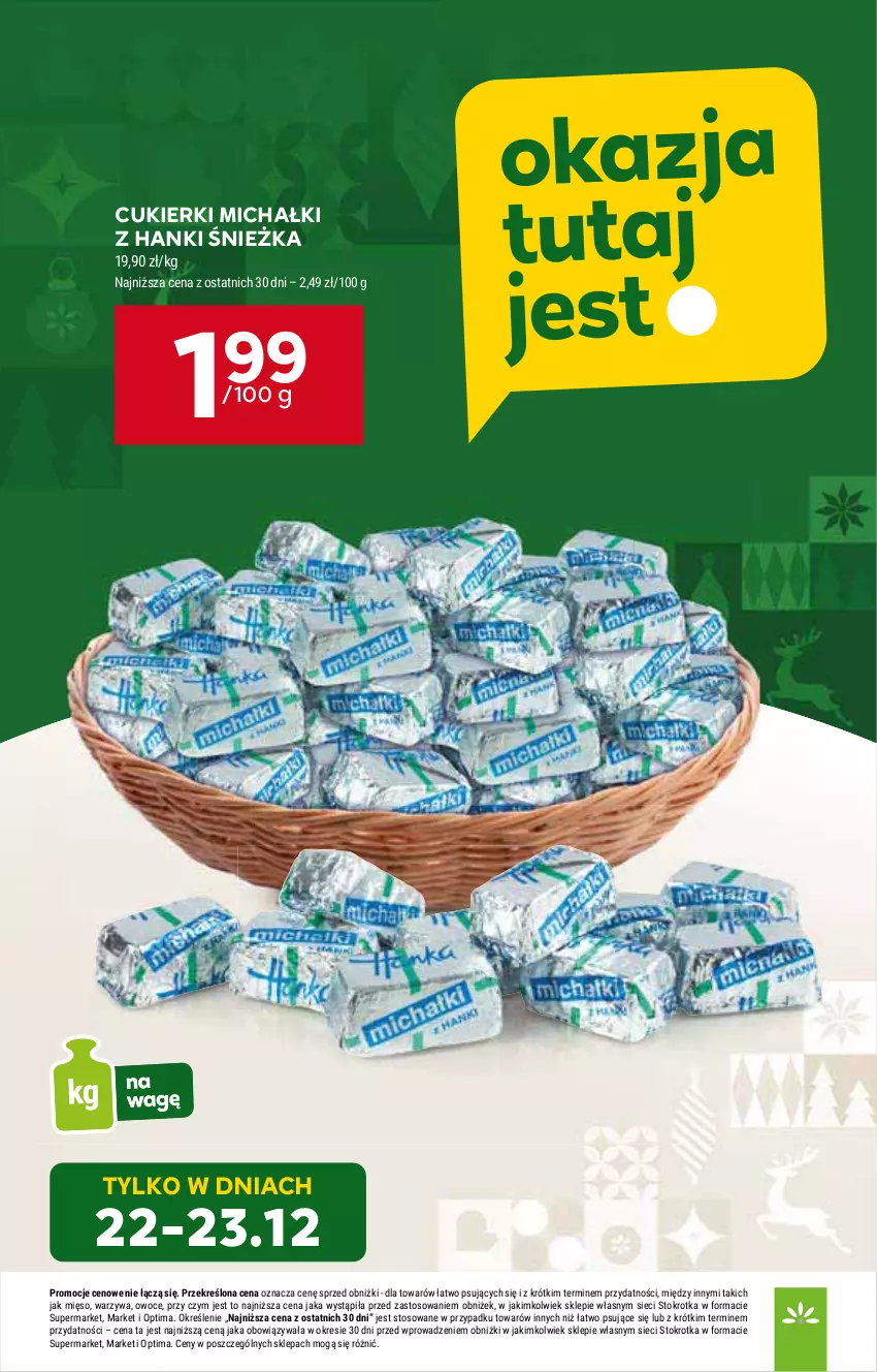 Gazetka promocyjna Stokrotka - Market - ważna 22.12 do 28.12.2025 - strona 9 - produkty: Cukier, Cukierki, Michałki, Mięso, Optima, Owoce, Warzywa