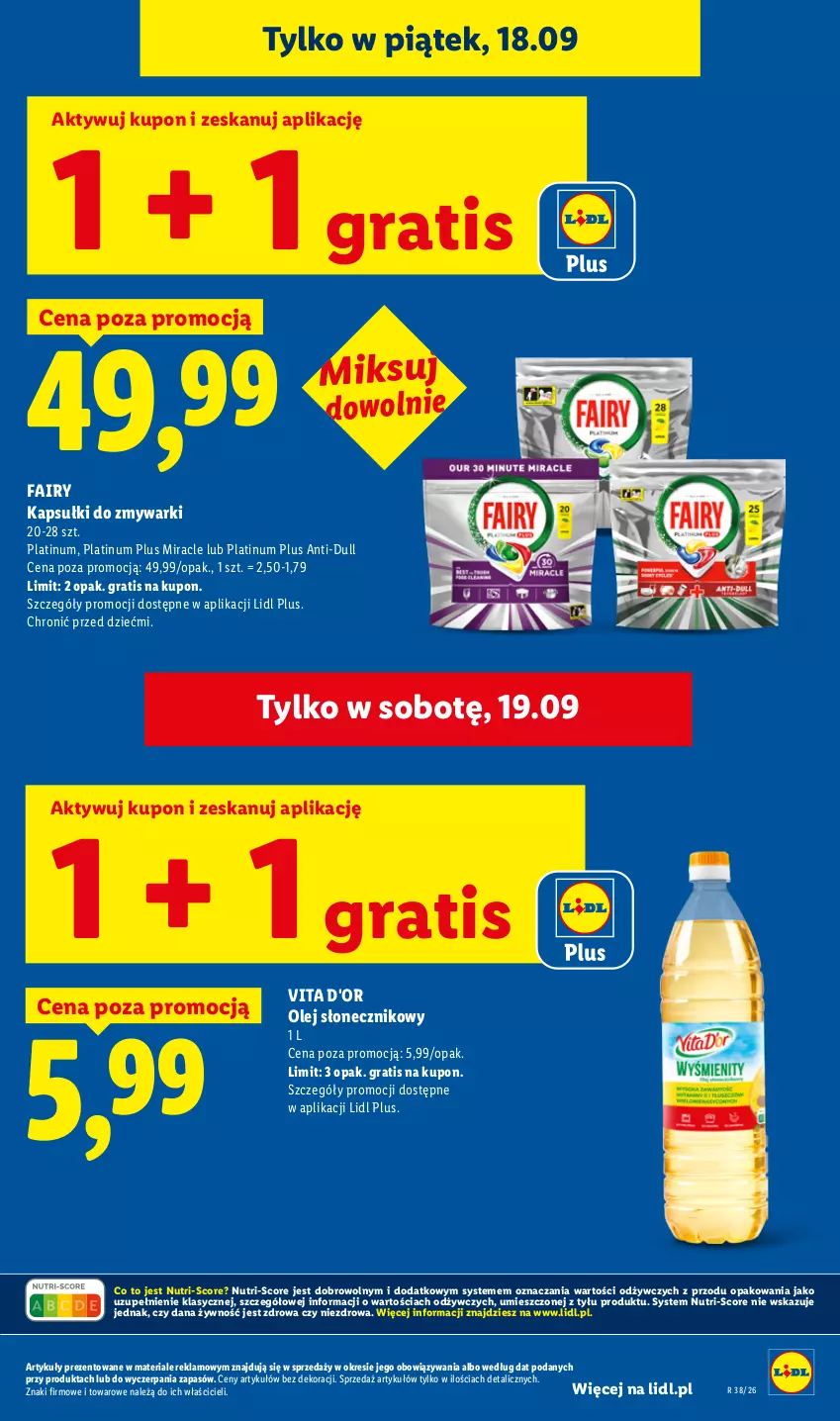 Gazetka promocyjna Lidl - Gazetka ważna od 17.09 do 19.09 - ważna 17.09 do 19.09.2026 - strona 15 - produkty: Fa, Fairy, Gra, Grafika, Olej, Olej słonecznikowy, Zmywarki