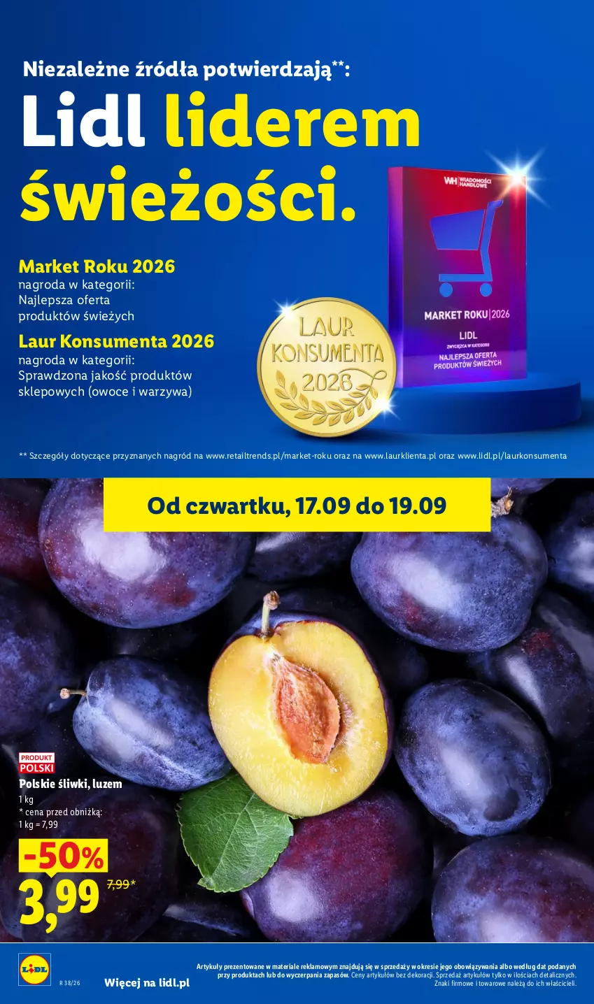 Gazetka promocyjna Lidl - Gazetka ważna od 17.09 do 19.09 - ważna 17.09 do 19.09.2026 - strona 40 - produkty: Laur, Owoce, Warzywa