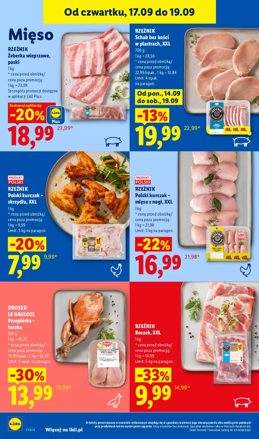 Gazetka promocyjna Lidl - Gazetka ważna od 17.09 do 19.09 - ważna 17.09 do 19.09.2026 - strona 54 - produkty: Boczek, Kurczak, Mięso, Przepiórka, Schab bez kości, Tusz