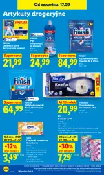 Gazetka promocyjna Lidl - Gazetka ważna od 17.09 do 19.09 - Gazetka - ważna od 19.09 do 19.09.2026 - strona 90 - produkty: Papier, Finish, Zawieszki, Tablet, Płyn nabłyszczający, Papier toaletowy, Chusteczki kosmetyczne, Chusteczki, Zmywarki, Flora, Tabletki do zmywarki