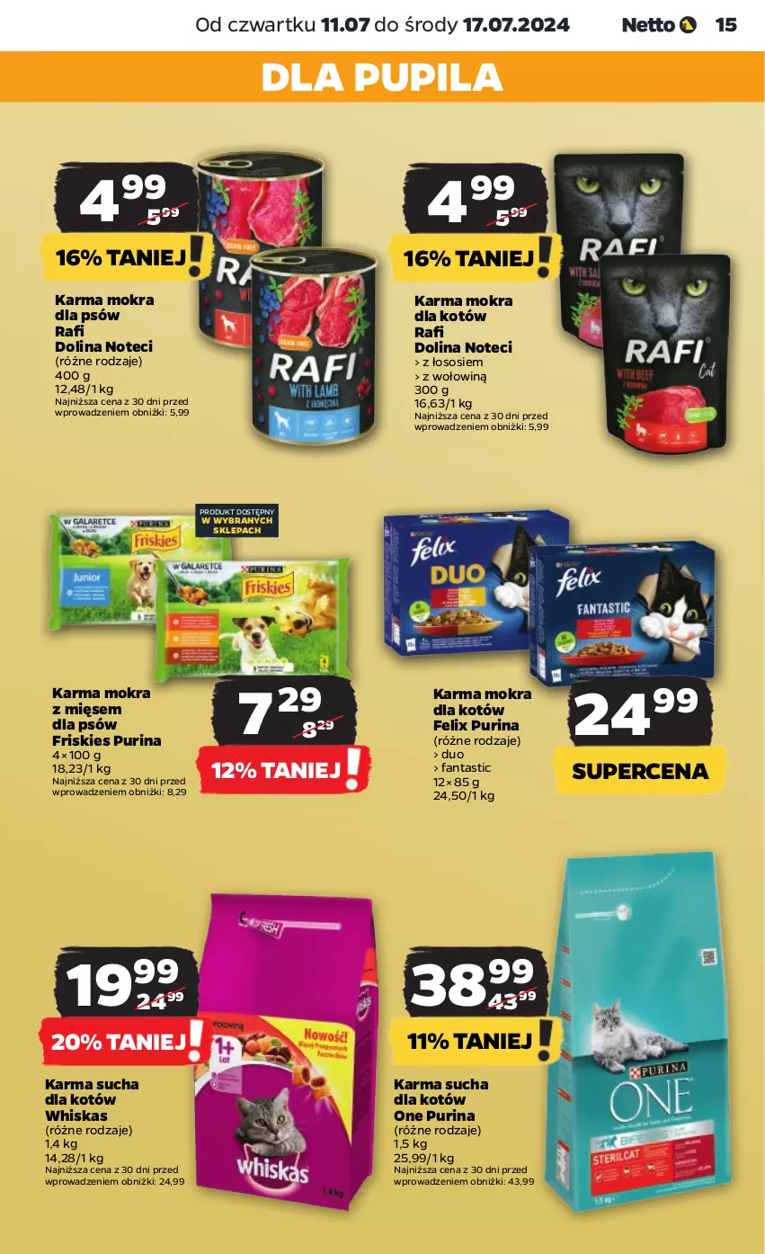 Gazetka promocyjna Netto - Artykuły spożywcze - ważna 11.07 do 17.07.2024 - strona 15 - produkty: Fa, Fanta, Felix, Friskies, Karma mokra dla kotów, Pur, Purina, Sos, Whiskas