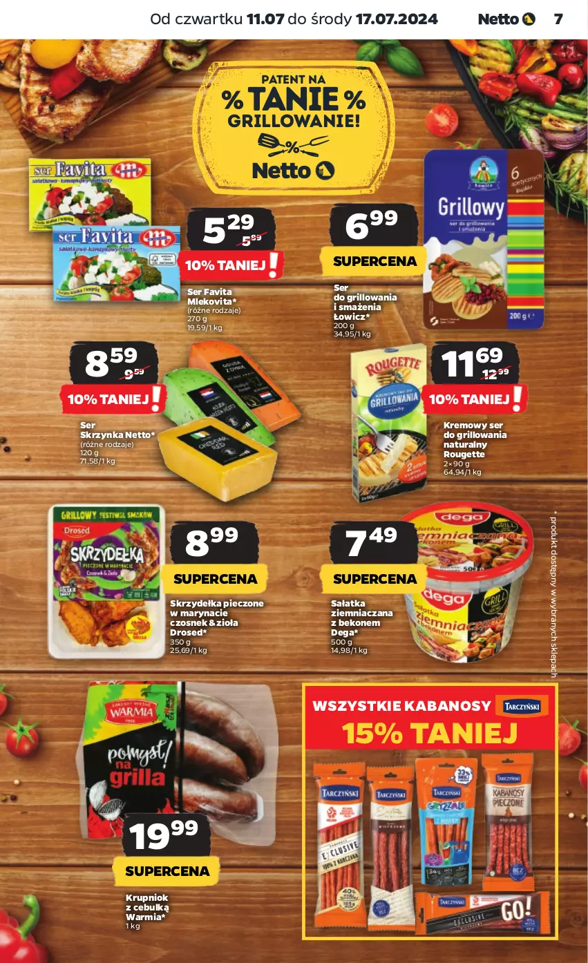 Gazetka promocyjna Netto - Artykuły spożywcze - ważna 11.07 do 17.07.2024 - strona 7 - produkty: Beko, Czosnek, Dega, Fa, Favita, Grill, Kabanos, Mleko, Mlekovita, Piec, Sałat, Sałatka, Ser, Skrzydełka pieczone