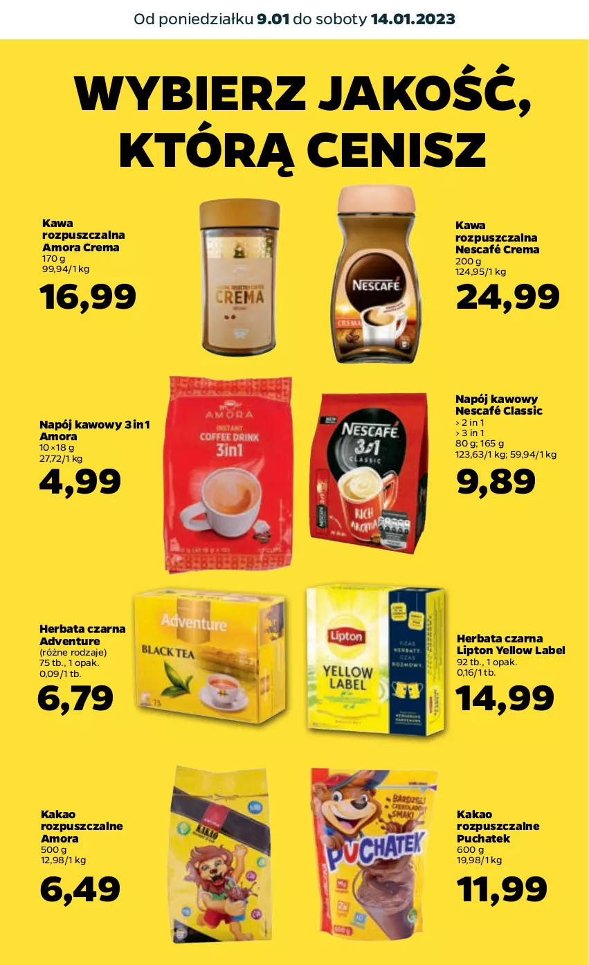 Gazetka promocyjna Netto - Artykuły spożywcze - ważna 09.01 do 14.01.2023 - strona 15 - produkty: Herbata, Herbata czarna, Kakao, Kawa, Kawa rozpuszczalna, Lipton, Napój, Nescafé