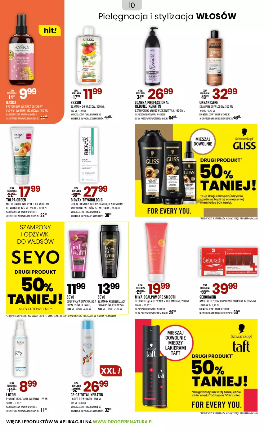 Gazetka promocyjna Drogerie Natura - Gazetka Drogerie Natura - ważna 03.09 do 19.09.2025 - strona 10 - produkty: Biovax, Joanna, Lakier, Lakier do włosów, Odżywka, Olej, Rum, Seboradin, Ser, Serum, SESSIO, Szampon, Tołpa, Total Keratin