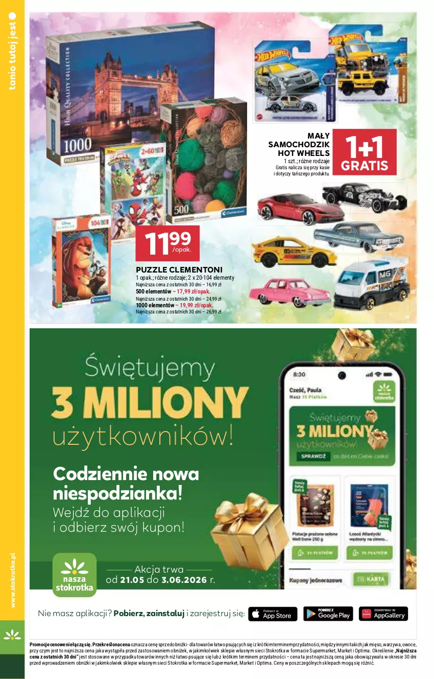 Gazetka promocyjna Stokrotka - Supermarket - ważna 21.05 do 27.05.2026 - strona 14 - produkty: Chodzik, Gra, Hot Wheels, Mięso, Optima, Owoce, Puzzle, Warzywa
