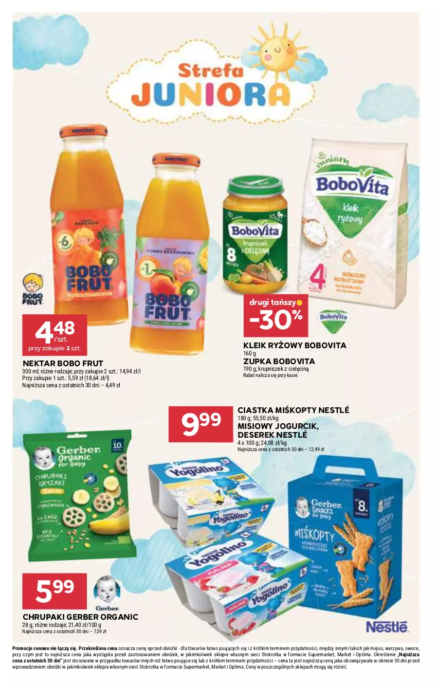Gazetka promocyjna Stokrotka - Supermarket - ważna 21.05 do 27.05.2026 - strona 52 - produkty: BoboVita, Ciastka, Deser, Gerber, Mięso, Nektar, Nestlé, Optima, Owoce, Ryż, Ser, Serek, Warzywa
