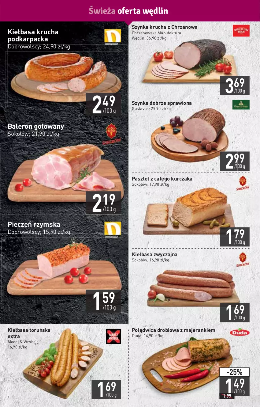 Gazetka promocyjna Stokrotka - Market - ważna 07.10 do 13.10.2021 - strona 2 - produkty: Chrzan, Duda, Fa, HP, Karp, Kiełbasa, Kiełbasa krucha, Kurczak, Pasztet, Piec, Pieczeń rzymska, Polędwica, Sok, Sokołów, Szynka