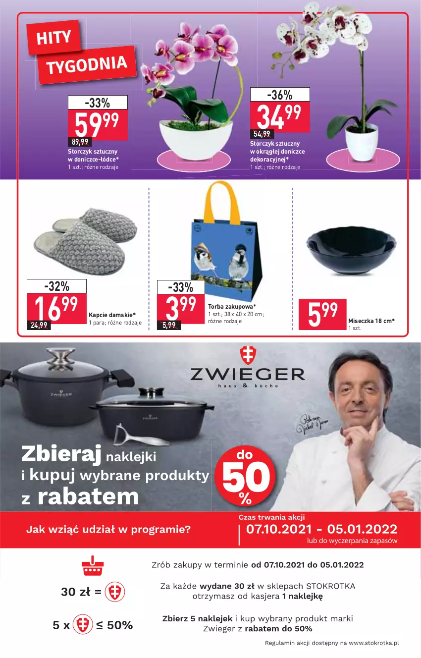 Gazetka promocyjna Stokrotka - Market - ważna 07.10 do 13.10.2021 - strona 7 - produkty: Kapcie, Miseczka, Storczyk, Torba