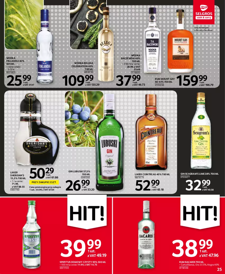 Gazetka promocyjna Selgros - Oferta spożywcza - ważna 10.11 do 24.11.2021 - strona 25 - produkty: Bacardi, Finlandia, Gin, Gra, Likier, Rum, Wódka