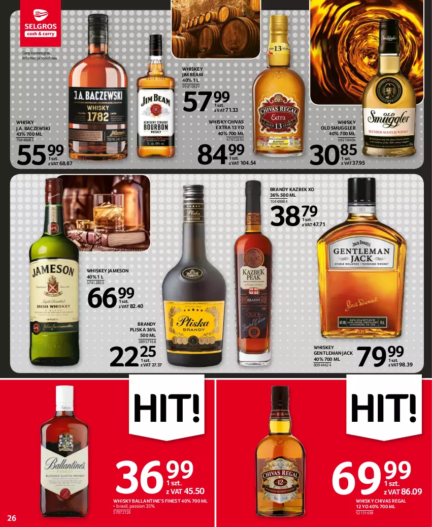 Gazetka promocyjna Selgros - Oferta spożywcza - ważna 10.11 do 24.11.2021 - strona 26 - produkty: Brandy, Jameson, Jim Beam, Pliska, Whiskey, Whisky