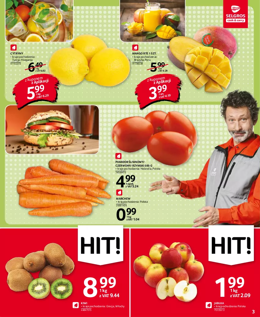 Gazetka promocyjna Selgros - Oferta spożywcza - ważna 10.11 do 24.11.2021 - strona 3 - produkty: Cytryny, Jabłka, Kiwi, Mango