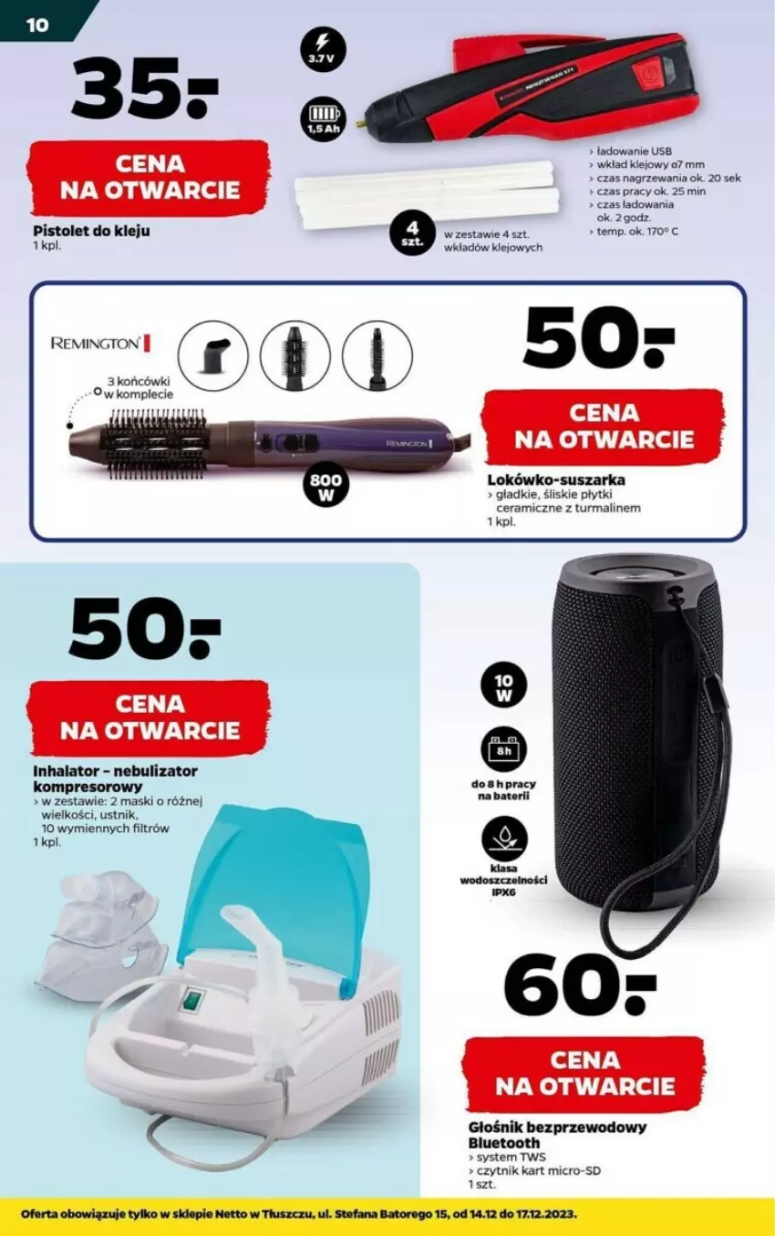 Gazetka promocyjna Netto - ważna 14.12 do 17.12.2023 - strona 2 - produkty: Fa, Głośnik, Inhalator, Klej, Kompresor, Pistolet, Remington, Suszarka, Ustnik