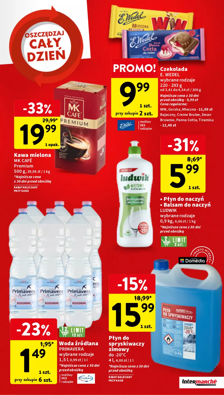 Gazetka promocyjna Intermarche - Gazetka Intermarche - ważna 03.01 do 10.01.2024 - strona 3 - produkty: Brownie, Czekolada, Deser, E. Wedel, Kawa, Kawa mielona, LANA, Ludwik, Panna cotta, Płyn do spryskiwaczy, Prima, Primavera, Ser, Woda