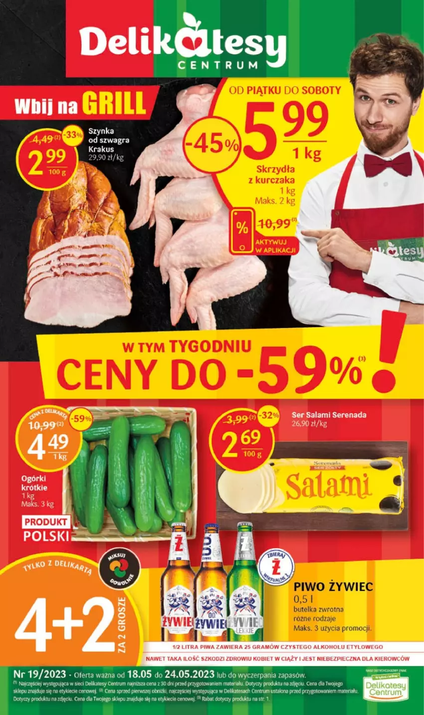 Gazetka promocyjna Delikatesy Centrum - Gazetka DC19 - ważna 18.05 do 24.05.2023 - strona 1 - produkty: Gra, Krakus, Piec, Piwa, Rum, Salami, Ser, Ser salami