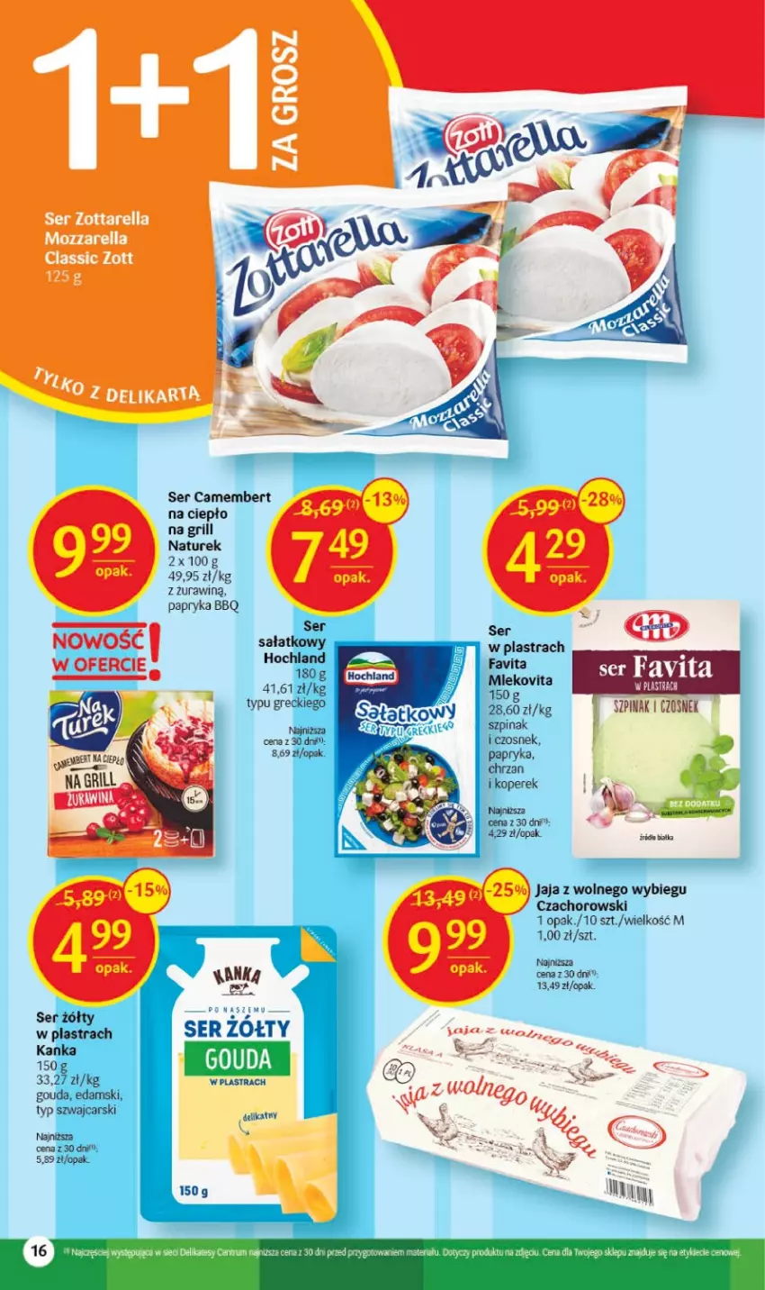 Gazetka promocyjna Delikatesy Centrum - Gazetka DC19 - ważna 18.05 do 24.05.2023 - strona 16 - produkty: Camembert, Cars, Chrzan, Czosnek, Edam, Fa, Favita, Gouda, Grill, Hochland, Jaja, Jaja z wolnego wybiegu, NaTurek, Papryka, Sałat, Ser, Ser zołty, Szpinak