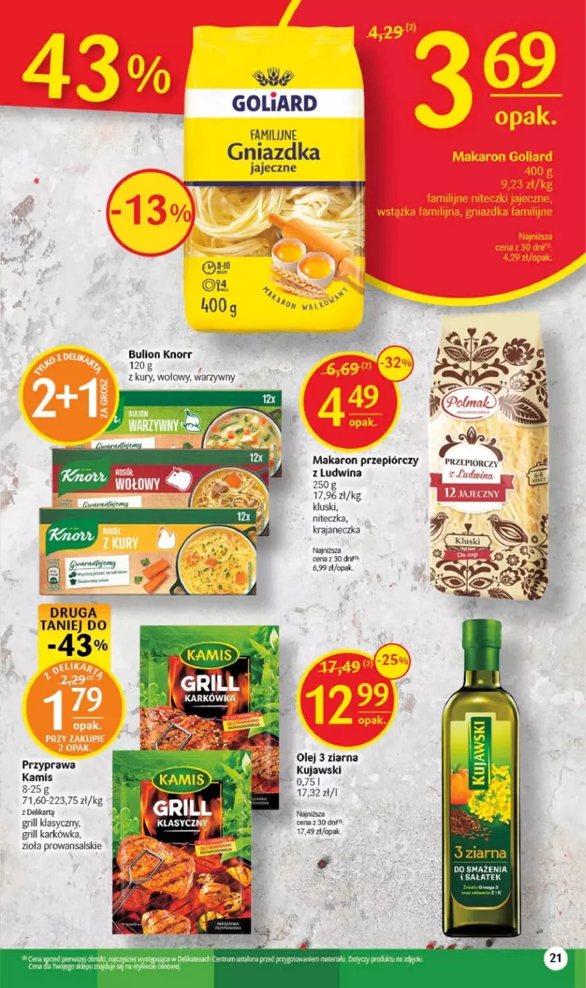 Gazetka promocyjna Delikatesy Centrum - Gazetka DC19 - ważna 18.05 do 24.05.2023 - strona 21 - produkty: Bulion, Fa, Goliard, Grill, Kamis, Knorr, Kujawski, Lion, Makaron, Olej