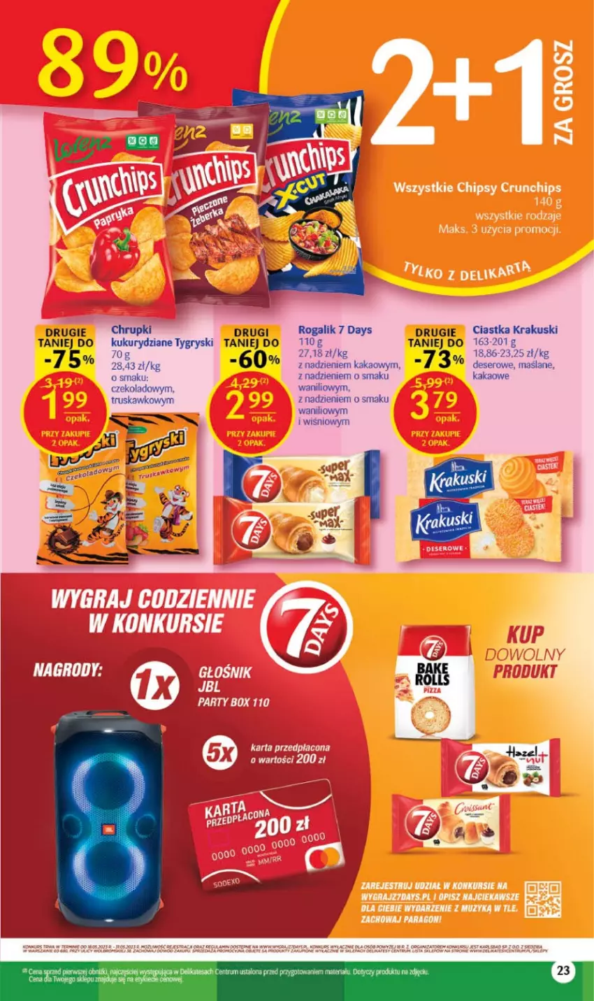 Gazetka promocyjna Delikatesy Centrum - Gazetka DC19 - ważna 18.05 do 24.05.2023 - strona 23 - produkty: 7 Days, Chrupki, Ciastka, Deser, Gry, Kakao, Krakus, Krakuski, Rogal, Rum, Ser