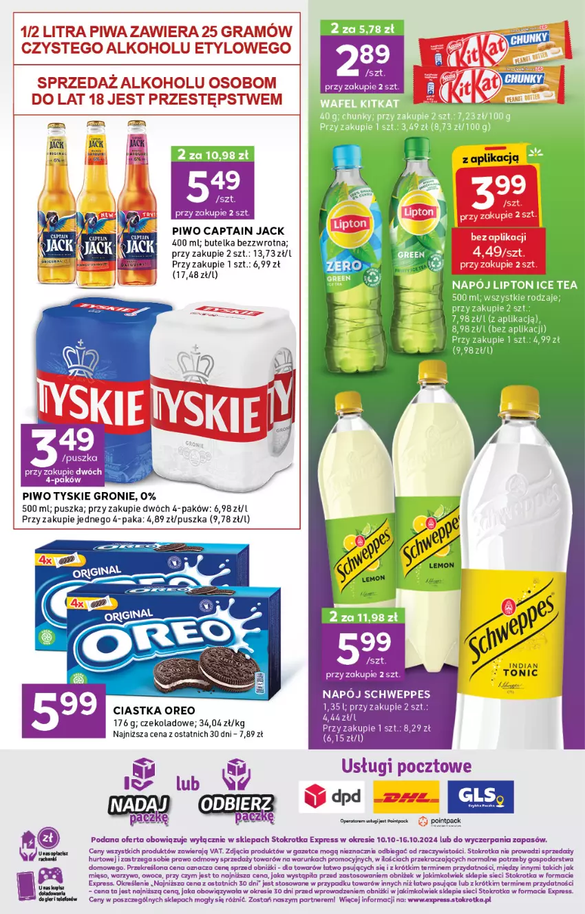 Gazetka promocyjna Stokrotka - Stokrotka Express - ważna 10.10 do 16.10.2024 - strona 3 - produkty: Captain Jack, Ciastka, Gra, Napój, Oreo, Owoce, Piwa, Piwo, Schweppes, Telefon, Tera, Tyskie, Warzywa