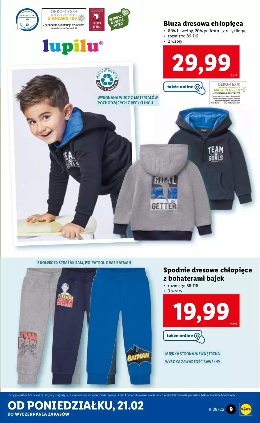 Gazetka promocyjna Lidl - GAZETKA - ważna 21.02 do 26.02.2022 - strona 11 - produkty: Bluza, Bluza dresowa, Dres, Psi Patrol, Sok, Spodnie, Spodnie dresowe, Tera