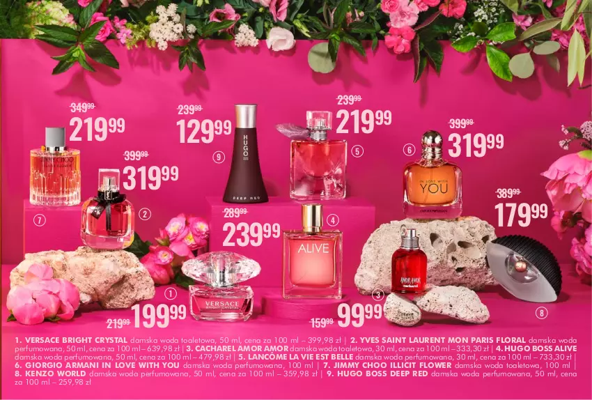 Gazetka promocyjna Super Pharm - Gazetka - ważna 23.06 do 13.07.2022 - strona 3 - produkty: Bell, Cacharel, Flora, Giorgio Armani, Hugo Boss, Jimmy Choo, Kenzo, Lancôme, Laur, Perfum, Versace, Woda, Woda perfumowana, Woda toaletowa, Yves Saint Laurent