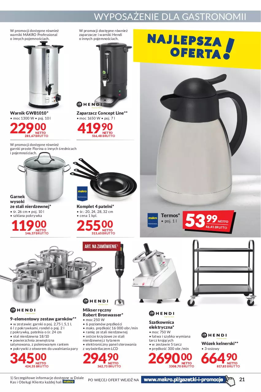 Gazetka promocyjna Makro - [Oferta promocyjna] Artykuły spożywcze i przemysłowe - ważna 23.08 do 05.09.2022 - strona 21 - produkty: Garnek, LANA, Mikser, Mikser ręczny, Patelnia, Rondel, Ser, Sok, Szatkownica, Termos, Tytan, Wózek, Zaparzacz