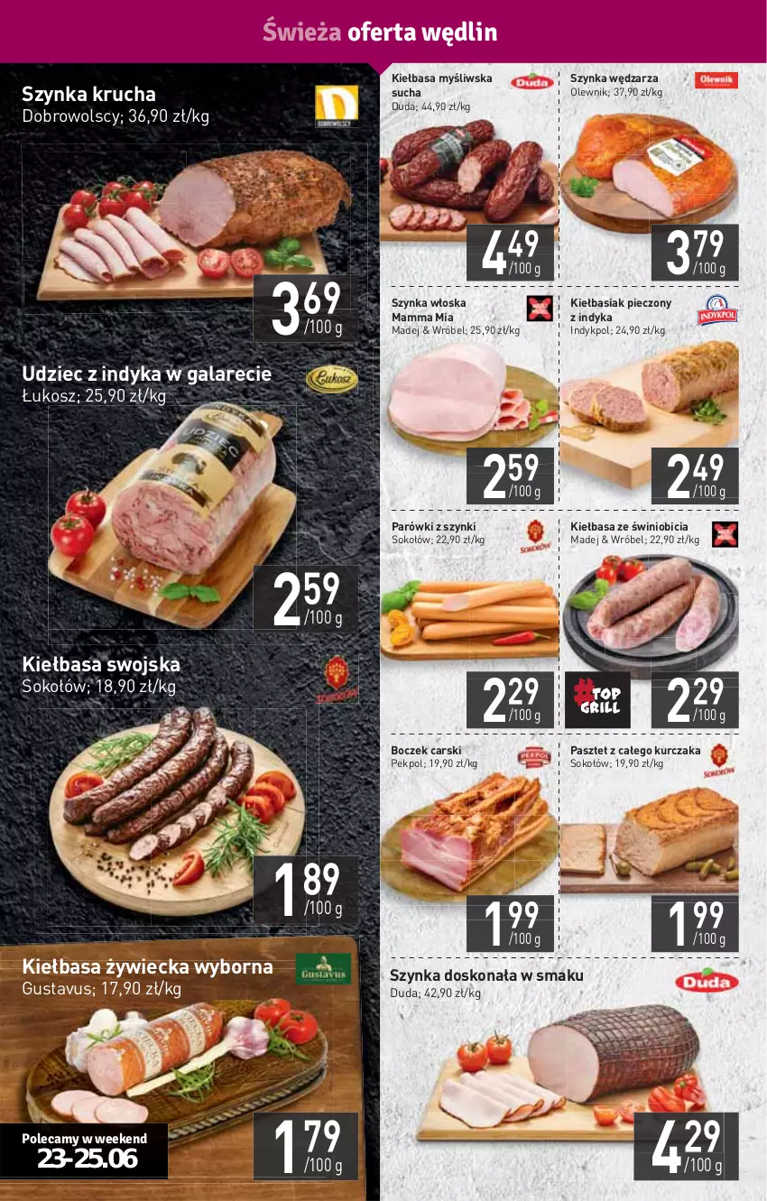 Gazetka promocyjna Stokrotka - Supermarket - ważna 23.06 do 29.06.2022 - strona 6 - produkty: Basia, BIC, Boczek, Cars, Duda, Gala, HP, Kiełbasa, Kosz, Kurczak, Olewnik, Parówki, Parówki z szynki, Pasztet, Pekpol, Piec, Sok, Sokołów, Szynka, Udziec z indyka, Udziec z indyka w galarecie