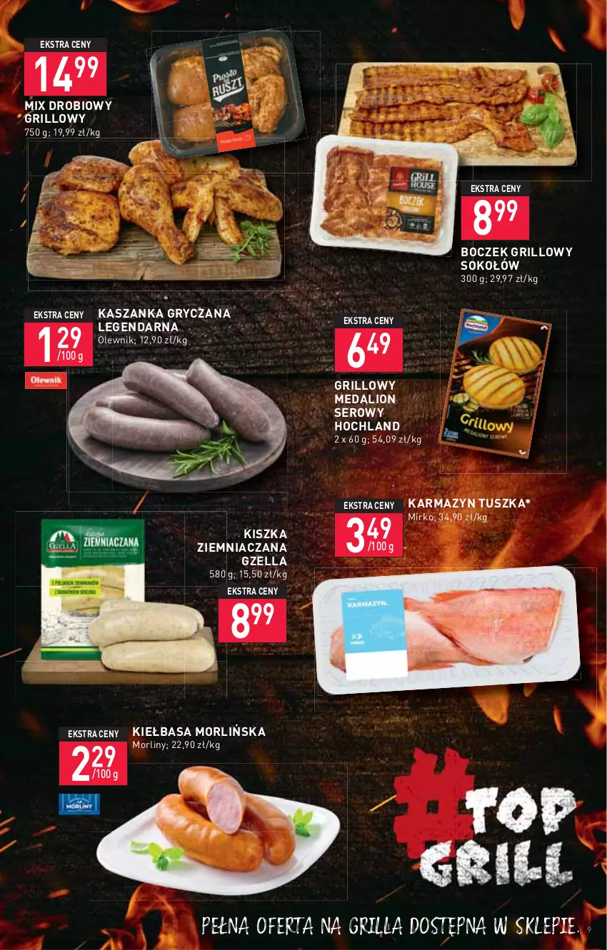 Gazetka promocyjna Stokrotka - Supermarket - ważna 23.06 do 29.06.2022 - strona 9 - produkty: Boczek, Grill, Gry, Hochland, Kasza, Kaszanka, Kiełbasa, Lion, Morliny, Olewnik, Ser, Sok, Sokołów, Tusz