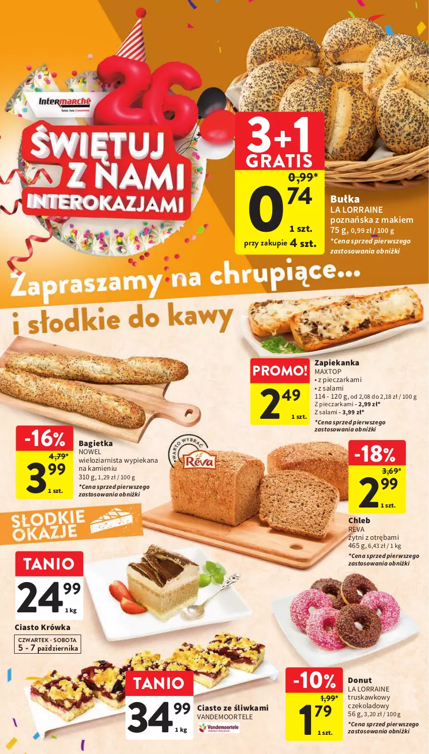 Gazetka promocyjna Intermarche - Gazetka Intermarche - ważna 05.10 do 11.10.2023 - strona 24 - produkty: Bagietka, Bułka, Chleb, Donut, Gra, Piec, Pieczarka, Salami, Top, Zapiekanka