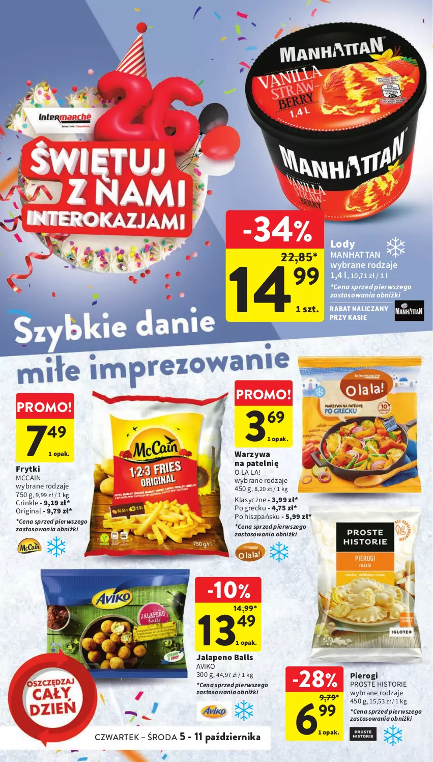 Gazetka promocyjna Intermarche - Gazetka Intermarche - ważna 05.10 do 11.10.2023 - strona 28 - produkty: Frytki, Gin, Lody, McCain, Pierogi, Warzywa