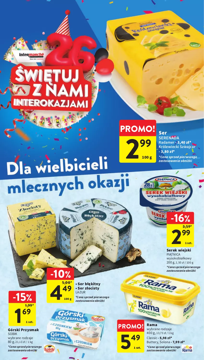 Gazetka promocyjna Intermarche - Gazetka Intermarche - ważna 05.10 do 11.10.2023 - strona 30 - produkty: Lazur, Piątnica, Radamer, Rama, Ser, Serek, Serek wiejski, Sok