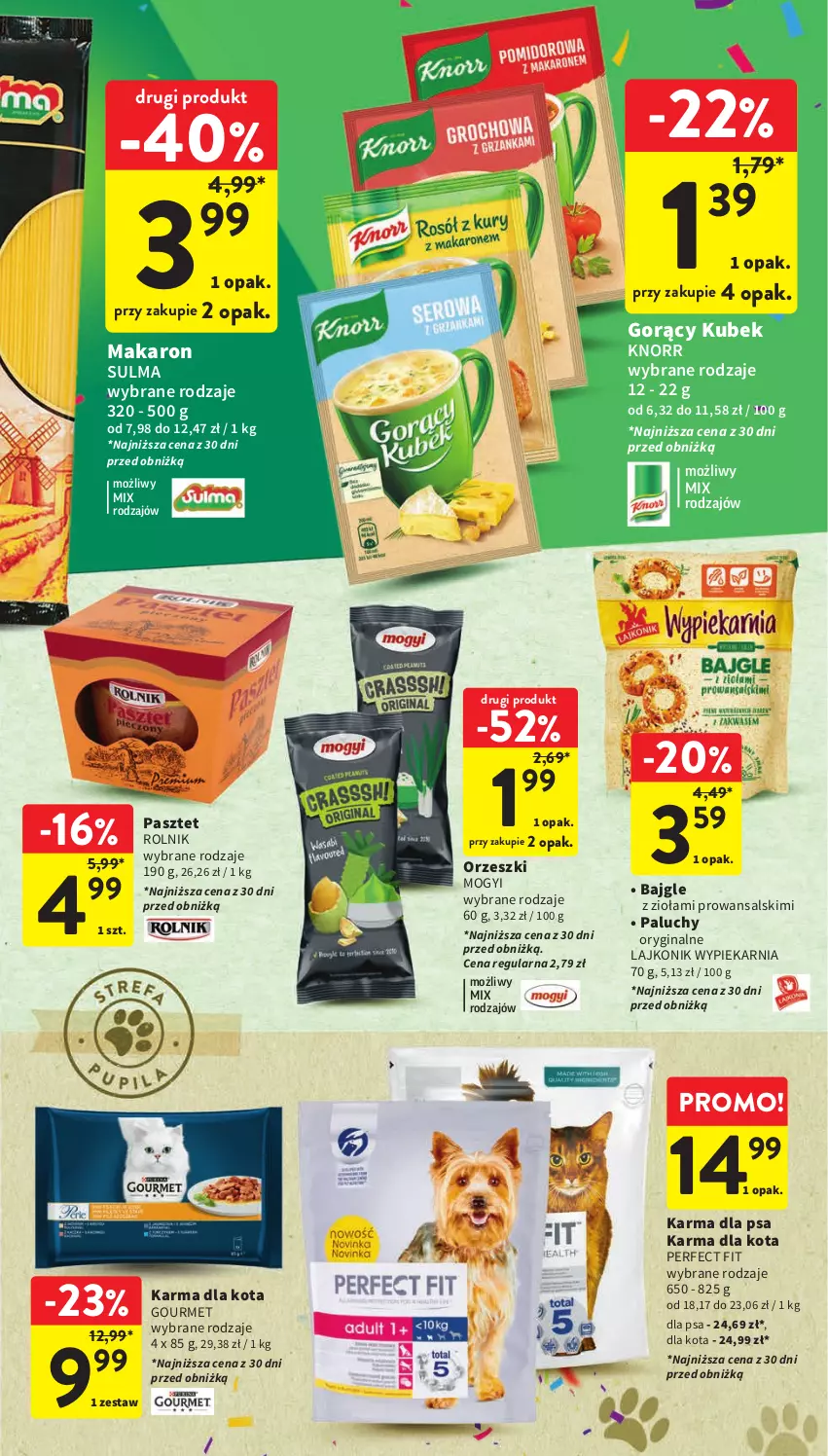 Gazetka promocyjna Intermarche - Gazetka Intermarche - ważna 05.10 do 11.10.2023 - strona 37 - produkty: Bajgle, Gin, Knorr, Kubek, Lajkonik, Makaron, Orzeszki, Pasztet, Rolnik