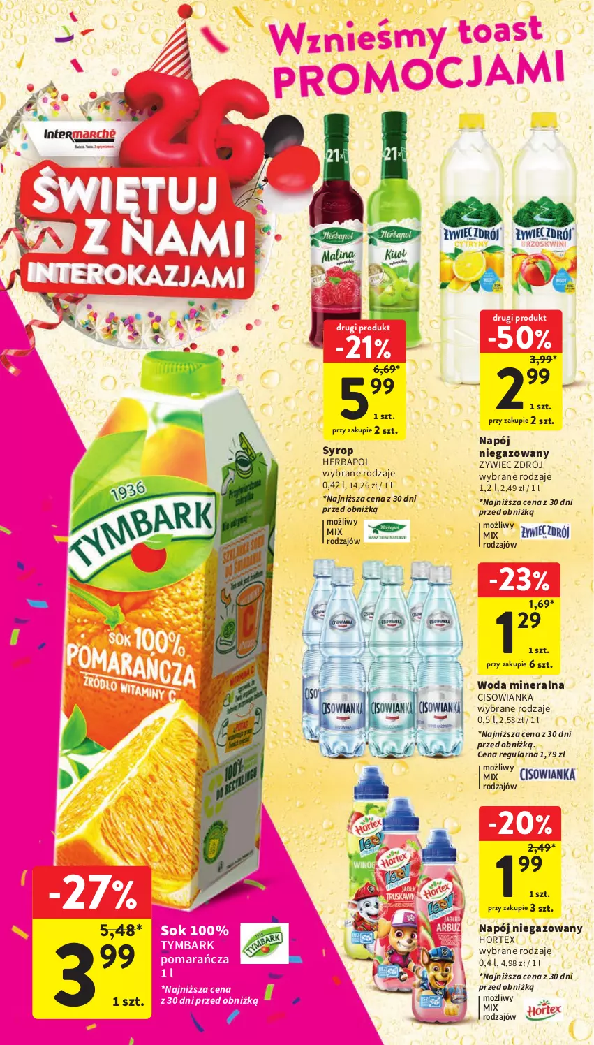 Gazetka promocyjna Intermarche - Gazetka Intermarche - ważna 05.10 do 11.10.2023 - strona 38 - produkty: Cisowianka, Herbapol, Hortex, Napój, Napój niegazowany, Sok, Syrop, Tymbark, Woda, Woda mineralna