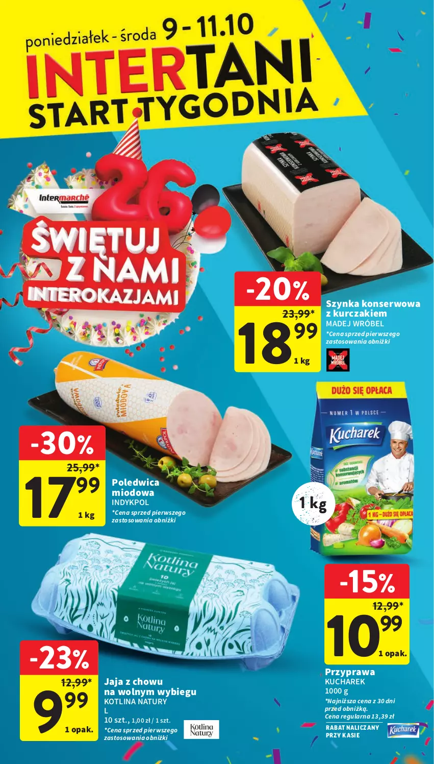 Gazetka promocyjna Intermarche - Gazetka Intermarche - ważna 05.10 do 11.10.2023 - strona 46 - produkty: Jaja, Kotlin, Kucharek, Kurczak, Madej Wróbel, Ser, Szynka, Szynka konserwowa