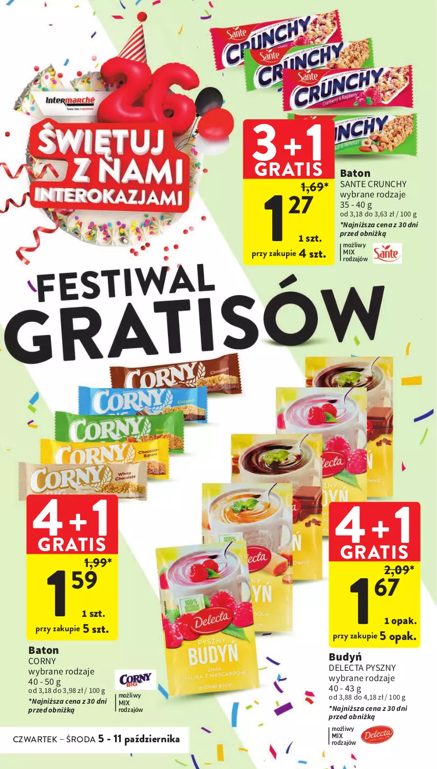 Gazetka promocyjna Intermarche - Gazetka Intermarche - ważna 05.10 do 11.10.2023 - strona 6 - produkty: Baton, Budyń, Delecta, Gra, Sante