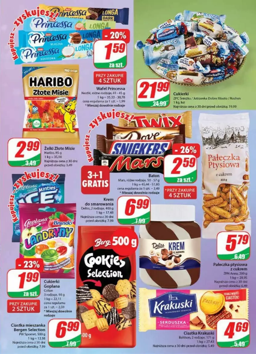 Gazetka promocyjna Dino - ważna 11.10 do 17.10.2023 - strona 18 - produkty: Ciastka, Cukier, Cukierki, Goplana, Haribo, Jutrzenka, Krakus, Krakuski, LANA, Mars, Princessa