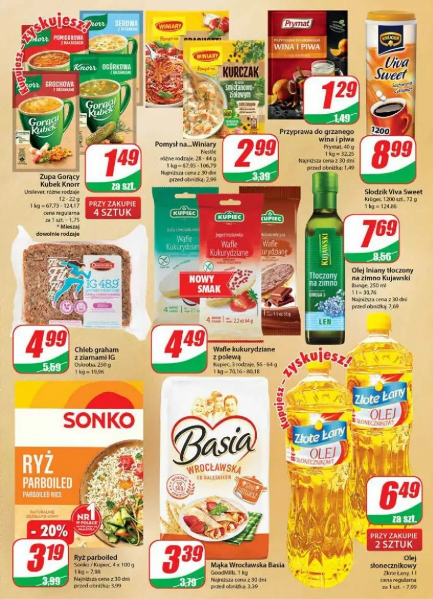 Gazetka promocyjna Dino - ważna 11.10 do 17.10.2023 - strona 22 - produkty: Basia, Chleb, Gra, Knorr, Kubek, Kujawski, Kupiec, Mąka, Olej, Piec, Piwa, Ryż, Ryż parboiled, Wafle, Winiary, Zupa