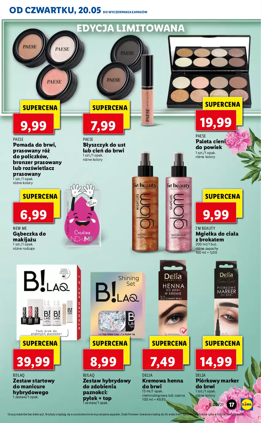 Gazetka promocyjna Lidl - GAZETKA - ważna 20.05 do 22.05.2021 - strona 17 - produkty: Błyszczyk do ust, Bronzer, Cień, Makijaż, Marker, PAESE, Paleta, Pomada, Pomada do brwi, Róż do policzków, Rozświetlacz, Top