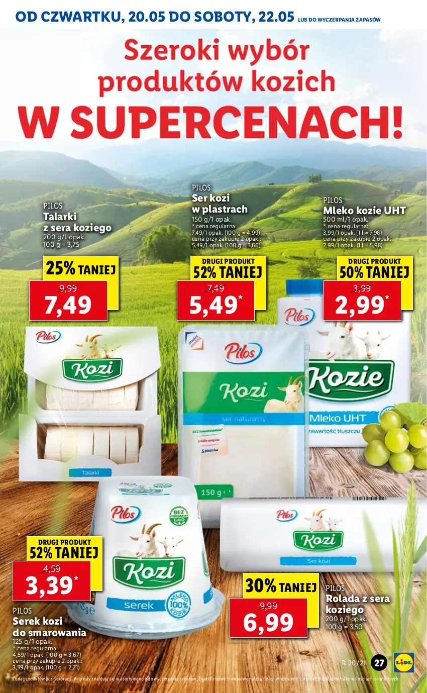 Gazetka promocyjna Lidl - GAZETKA - ważna 20.05 do 22.05.2021 - strona 27 - produkty: Mleko, Mleko kozie, Pilos, Rolada, Ser, Ser kozi, Serek