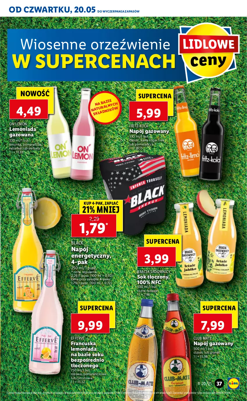 Gazetka promocyjna Lidl - GAZETKA - ważna 20.05 do 22.05.2021 - strona 37 - produkty: Gra, Granat, Kawa, Lack, Lemoniada, Limonka, Napój, Napój energetyczny, Napój gazowany, Sok