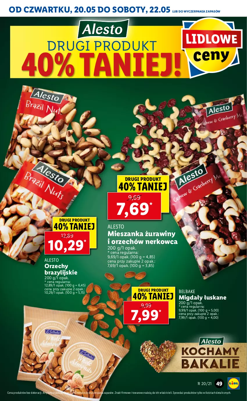 Gazetka promocyjna Lidl - GAZETKA - ważna 20.05 do 22.05.2021 - strona 49 - produkty: Migdały, Migdały łuskane