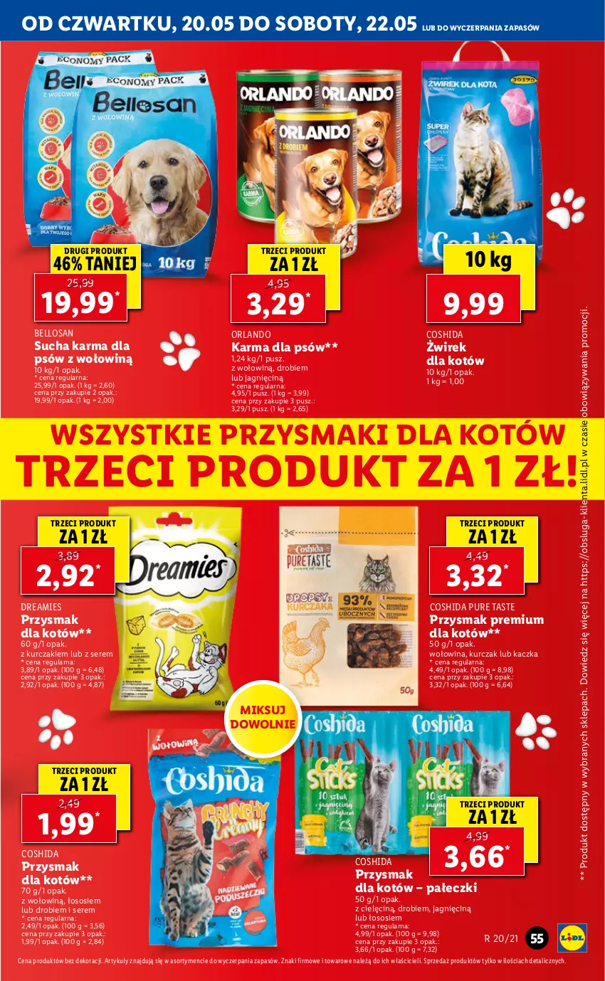 Gazetka promocyjna Lidl - GAZETKA - ważna 20.05 do 22.05.2021 - strona 55 - produkty: Bell, Kaczka, Kurczak, Przysmaki, Pur, Ser, Sos, Sucha karma, Wołowina