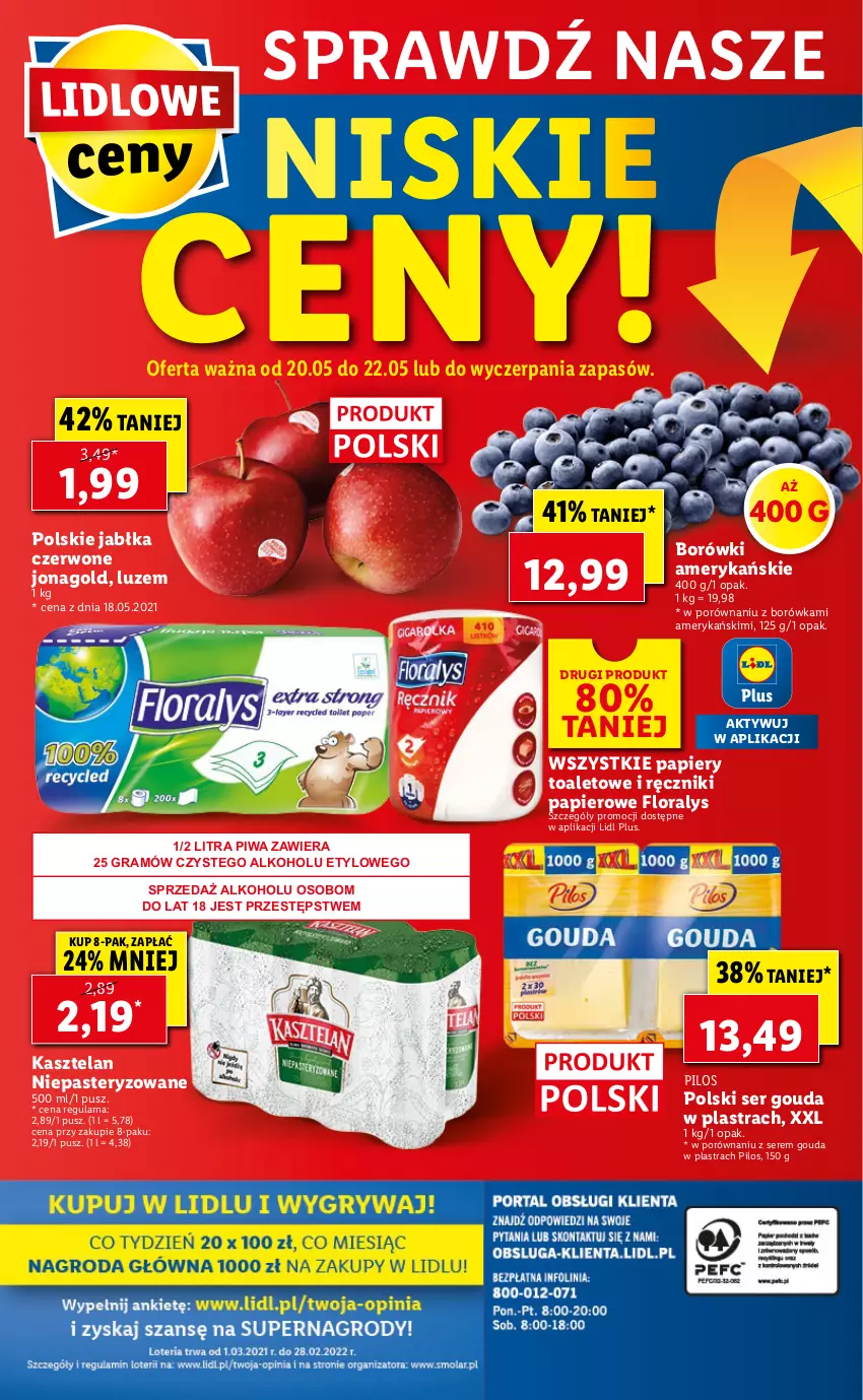 Gazetka promocyjna Lidl - GAZETKA - ważna 20.05 do 22.05.2021 - strona 56 - produkty: Borówka, Flora, Gouda, Gra, Jabłka, Jonagold, Kasztelan, Papier, Pilos, Piwa, Por, Ręcznik, Ręczniki papierowe, Ser