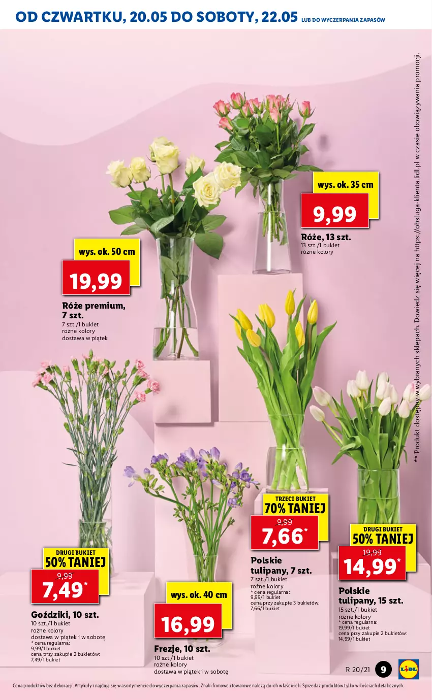 Gazetka promocyjna Lidl - GAZETKA - ważna 20.05 do 22.05.2021 - strona 9 - produkty: Bukiet, Tulipan