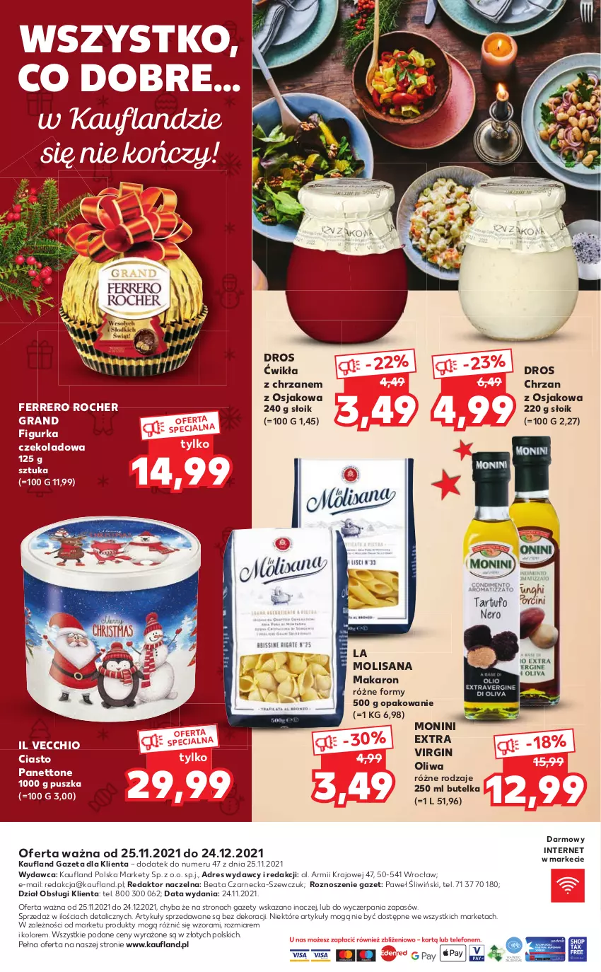 Gazetka promocyjna Kaufland - Oferta specjalna - ważna 25.11 do 24.12.2021 - strona 20 - produkty: Chrzan, Dres, Ferrero, Ferrero Rocher, Gin, Gra, Isana, Makaron, Monini