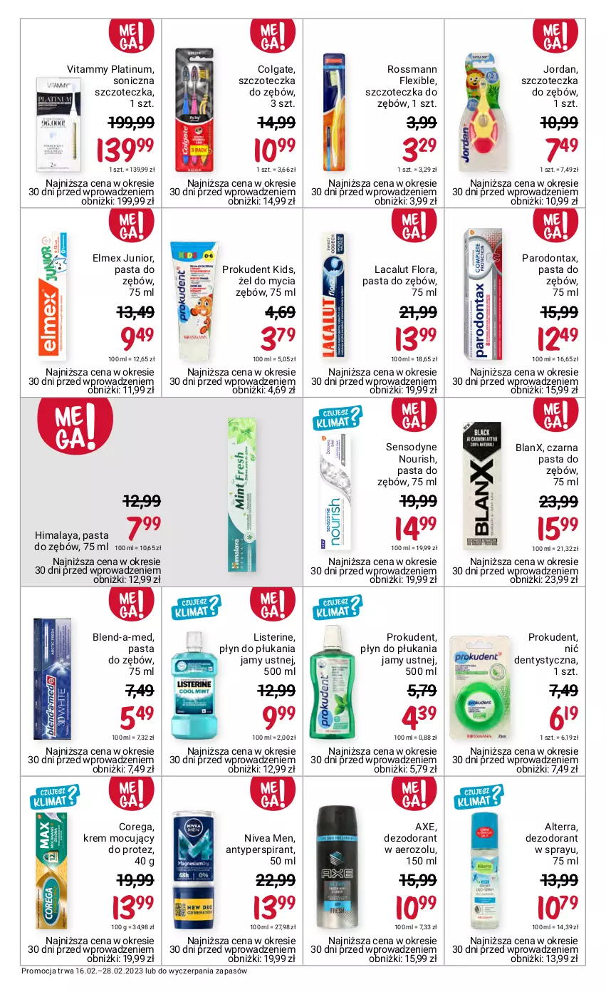 Gazetka promocyjna Rossmann - 16 lutego - ważna 16.02 do 28.02.2023 - strona 7 - produkty: Alterra, Antyperspirant, Blend-a-Med, Colgate, Corega, Dezodorant, Elmex, Flora, Himalaya, Lacalut, LG, Listerine, Nić dentystyczna, Nivea, Nivea Men, Parodontax, Pasta do zębów, Płyn do płukania, Płyn do płukania jamy ustnej, Prokudent, Sensodyne, Szczoteczka, Szczoteczka do zębów